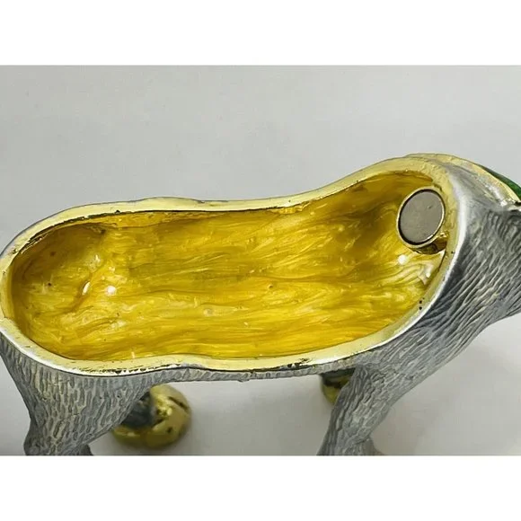 Crystal Bejeweled Camel Heavy Latching Trinket Box Silver Gold Emerald Colored - Picture 5 of 16